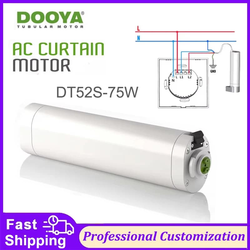 Dooya DT52S 75W Electric Curtain Motor,4 Wire Strong Power Engineering Motor for Open Close Window Curtain Track,Home Automation