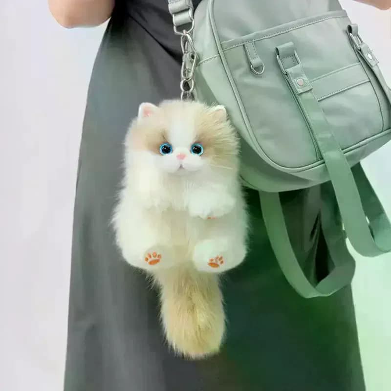 Simpatico gatto di peluche bambola ciondolo portachiavi ragazza zaino bambola ciondolo simulato animale farcito giocattolo coppia borsa appeso regalo decorativo
