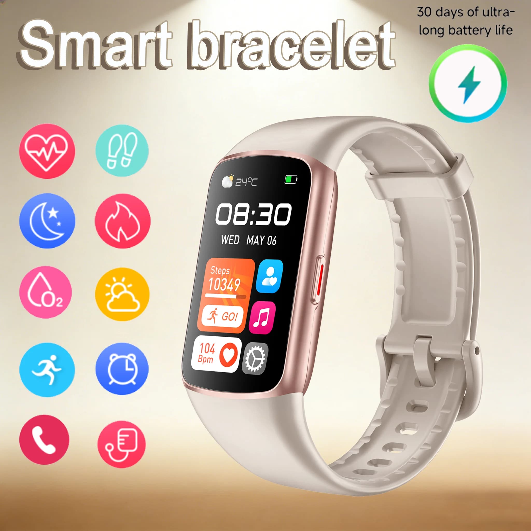 Nuovo Braccialetto Intelligente 2026 Impermeabile Bluetooth 180mAh Contapassi Multifunzione Orologio Sportivo Multifunzionale