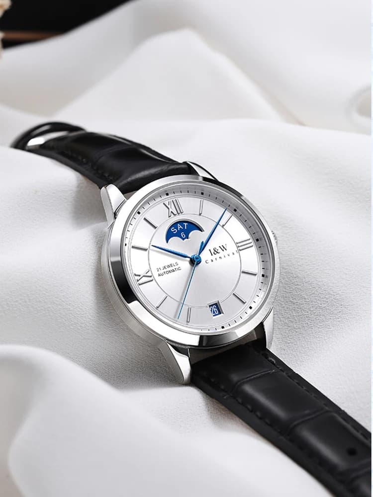 Svizzera marca I & W New Moon Phase orologio automatico per donna zaffiro orologi meccanici calendario MIYOTA movimento Reloj Mujer
