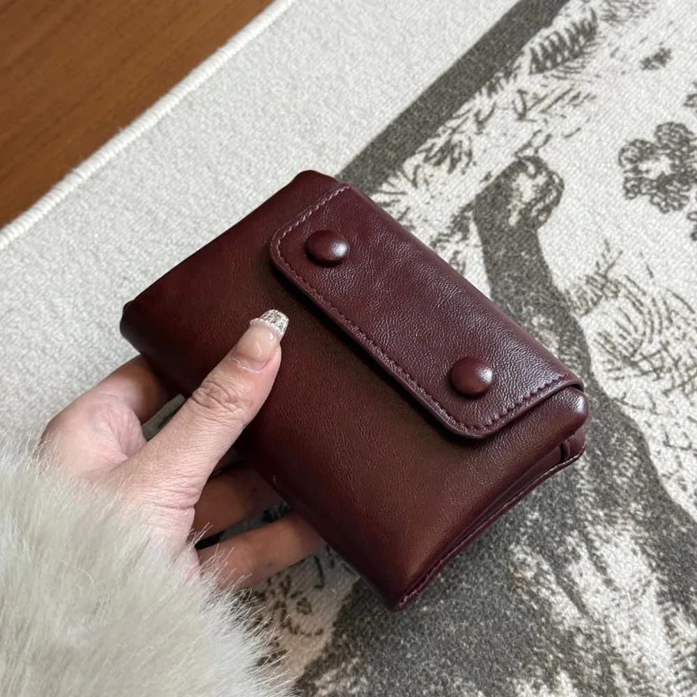 Fashion Korean Retro Women Wallets Short Zipper Multi-Card Money Bag Soft PU Leather Business Card Case Card Bag Pouch