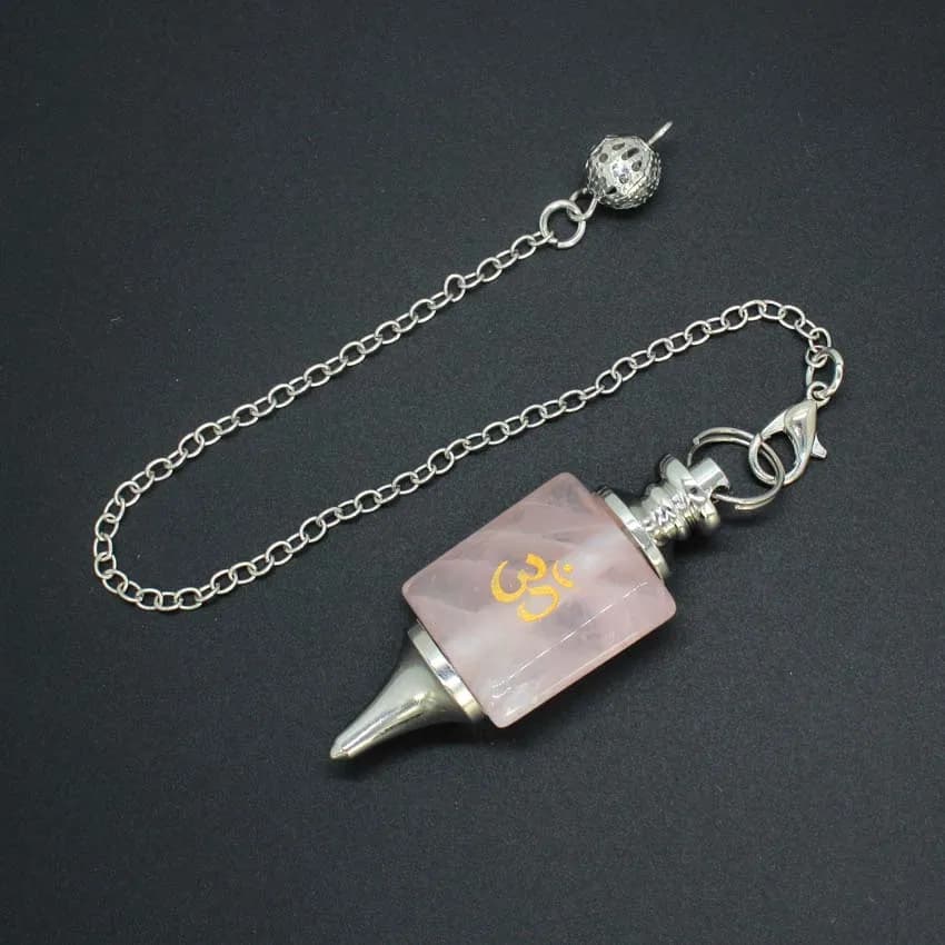 Pietra di cristallo intagliata Rune Luhn 3D Penduli per rabdomanzia Divinazione Ametista naturale Quarzo rosa Agata Guarigione Penduli Amuleto