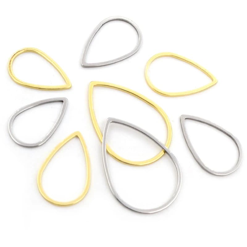 20 pz 13 26 32mm In Acciaio Inox Placcato Oro Waterdrop Telaio Chiuso Anelli di Goccia Per Orecchino FAI DA TE Creazioni di Gioielli Risultati Forniture