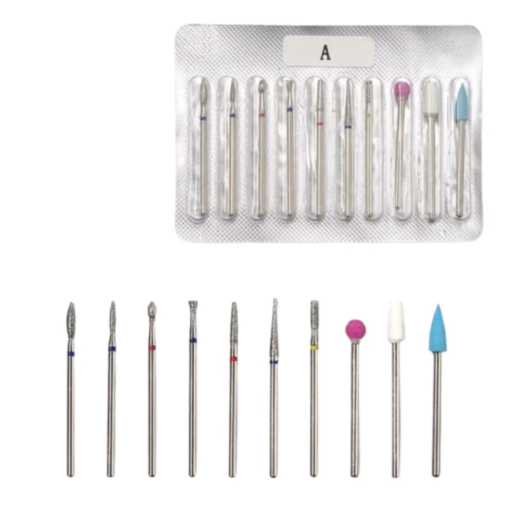 Set di 10 testine per lucidatura unghie in stile russo, per rimozione pelle morta, resistenti all'usura, testine per manicure elettriche rotanti