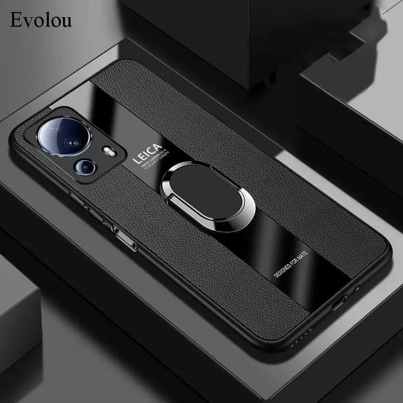 Magnetic Ring Stand Holder Case For Xiaomi Mi 13 15 Ultra Luxury Leather Shockproof Bumper Cover For Xiaomi 15T 14T Pro 13T