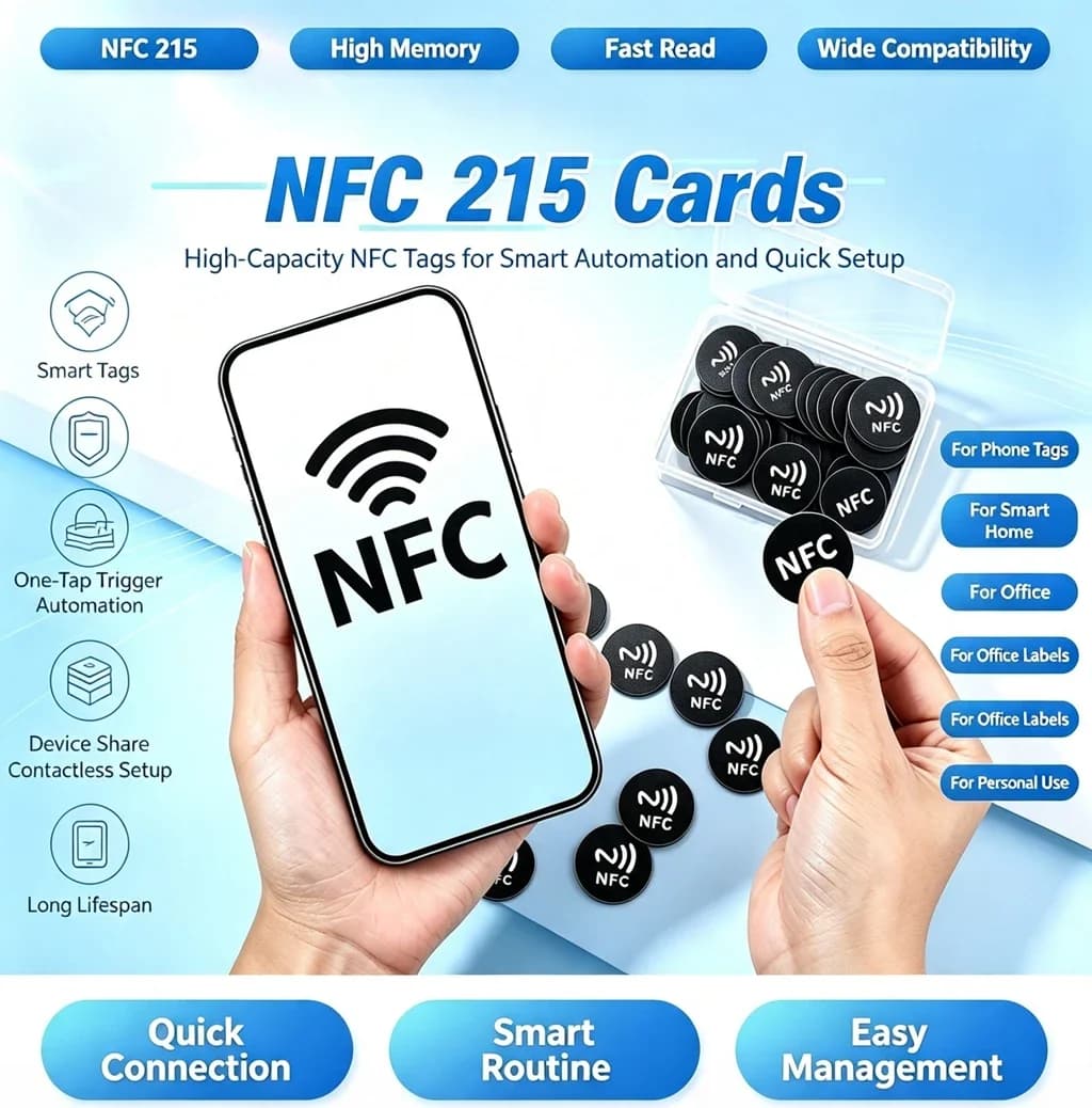 DIXSG Ntag 215 NFC Phone Available RFID Tags Stickers Adhesive Label NFC Ntag215 Self-adhesive Tag 13.56MHz ISO14443A Sticker