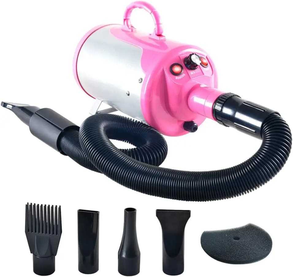 Pet Hair Dryer with Dog Heater, Pink Blower for Swimwear - Fast and delicate drying
