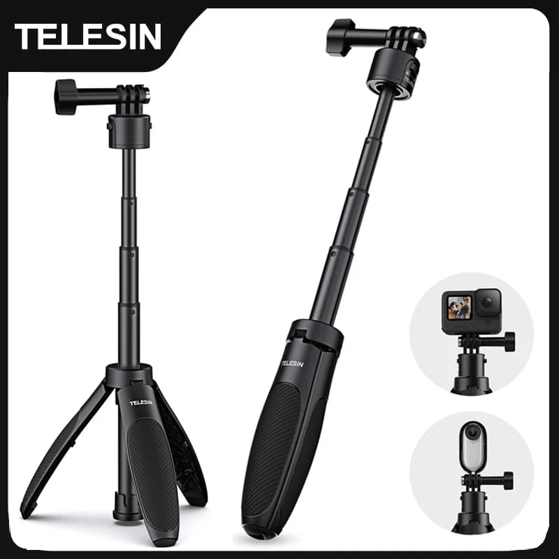 TELESIN Mini treppiede per selfie stick a sgancio rapido portatile lunghezza regolabile per GoPro Insta360 DJI Osmo Action Action Camera