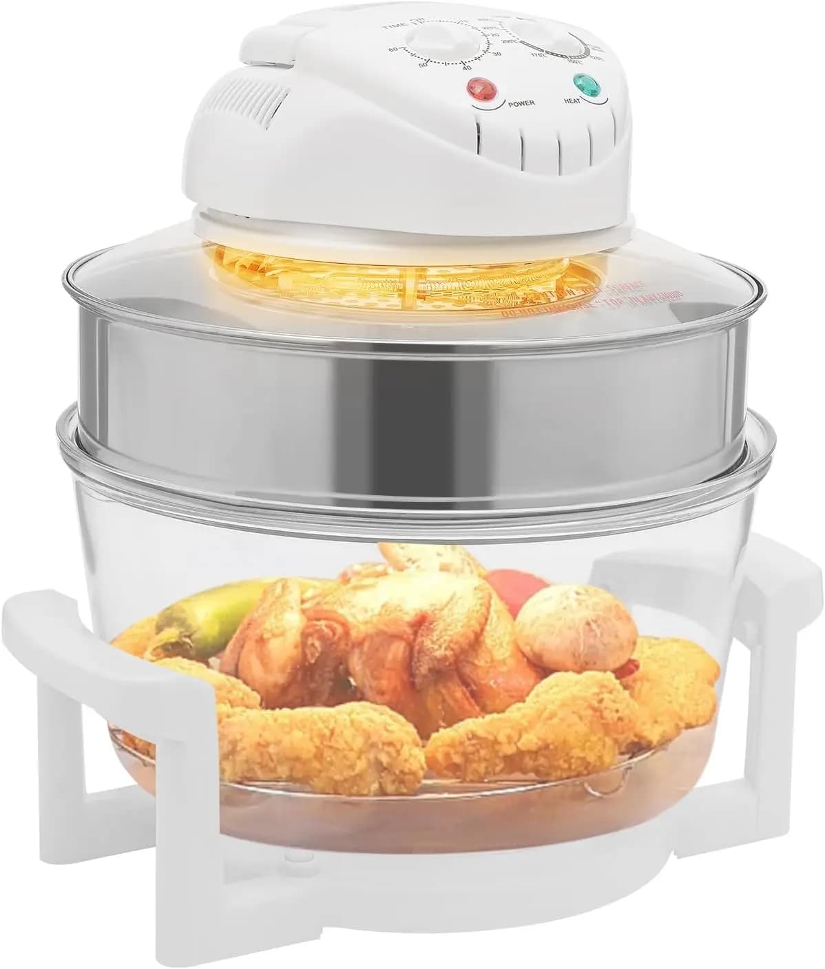 Forno Friggitrice ad Aria da 18QT in Vetro con Finestra di Visualizzazione - 1400W Alogeno e Circolazione Aria Calda, Pentola in Vetro Borosilicato e Anello di Espansione per