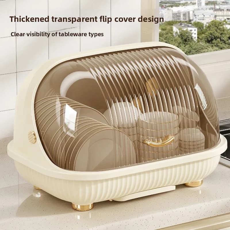 Grande Portapiatti da Cucina con Coperchio, Contenitore per Stoviglie, Porta Piatti in Stile Nordico in Plastica