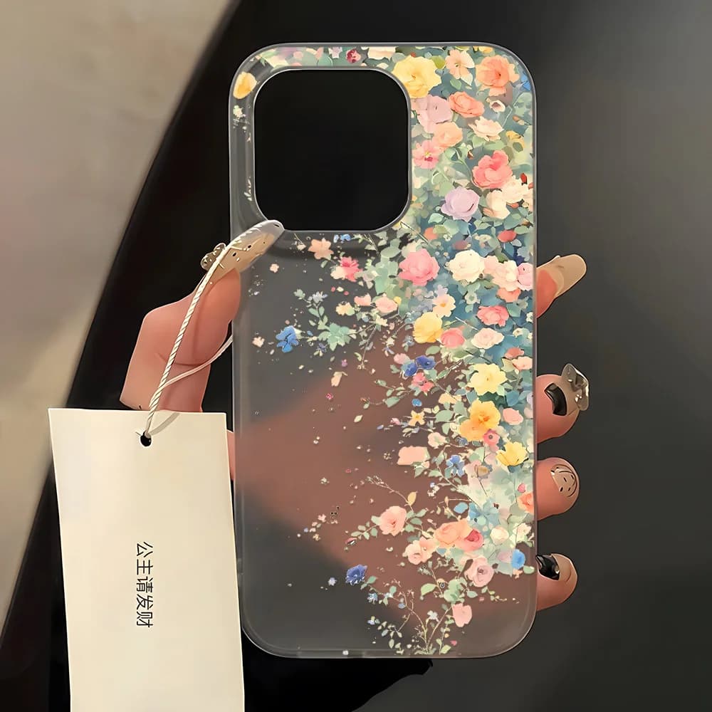 INS Flower Soft Phone Case for iPhone 16 Pro Max Case iPhone 15 13 14 12 11 Pro 12 Mini 16 Plus Silicone Shockproof Back Cover