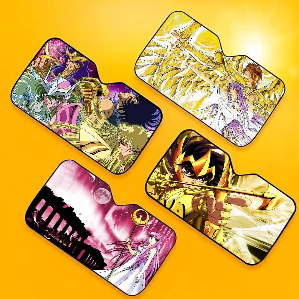 Heated Windshield Sunshade Car Window Windscreen Cover Sun Shade Auto Sun Visor Car-covers Animation 12 Gold S-Saint S-Seiya