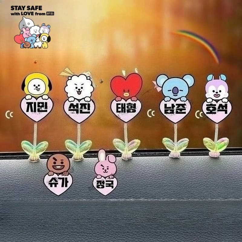BT21 Cooky Tata Koya RJ Shooky Man Chimmy Decorazione Cartoon Carina per Auto, Computer, Monitor, Ornamento da Scrivania, Regalo