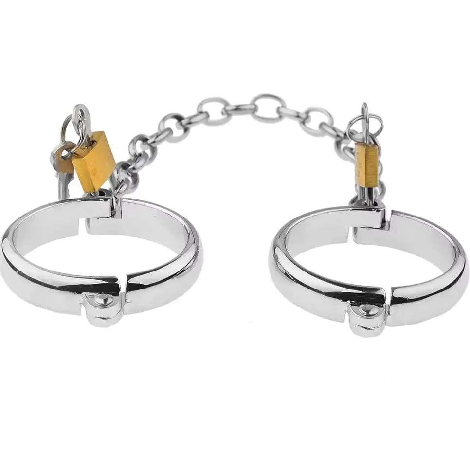 Metal Handcuffs for Female Male Stainless Steel Wrist Ankle Cuff Bondage Bracelet Restraints BDSM Adult Sex Toys SM Fetish Set