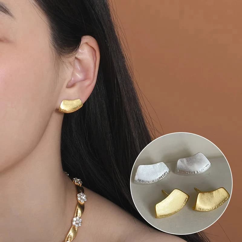 [HS] # 1 paio di orecchini alla moda in stile pinna spazzolata, squisiti e alla moda, per donne e uomini, accessori per gioielli, regali per feste