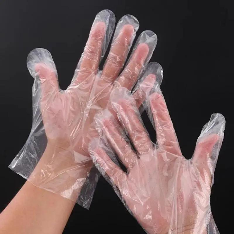Guanti in Plastica per Sicurezza Alimentare, Trasparenti, Monouso e Senza Lattice, Confezione da 100