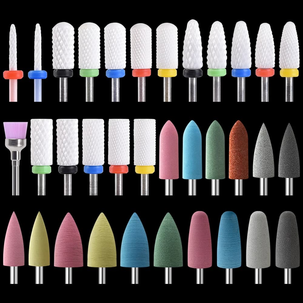 Punte da trapano per unghie in ceramica per Gel acrilico rimuovi fresa in gomma siliconica per trapano elettrico Manicure Pedicure