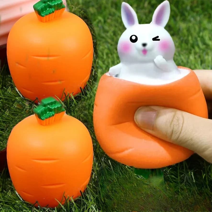 Giocattoli Telescopici Morbidi a Forma di Coniglio Carota e Coniglio Ravanello, Giocattolo Musicale da Spremere per Bambini, Regalo Creativo Antistress