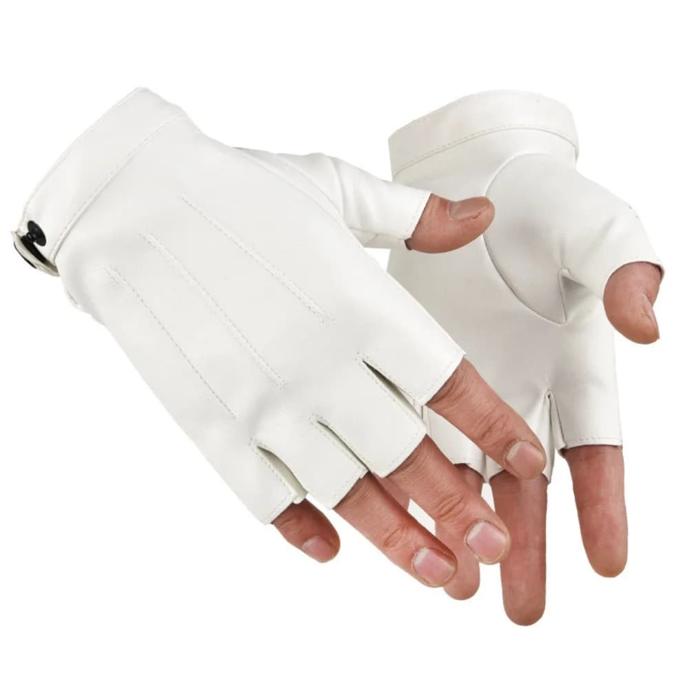 Fashion Punk PU Driving Gloves Button Design Anti-Slip Fingerless Mittens Breathable Gothic Half Finger Gloves Motorcycle Riding
