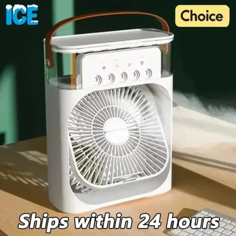 Umidificatore portatile con regolazione dell'aria Ventilatore 3 in 1 Condizionatore d'aria Piccolo dispositivo di raffreddamento dell'aria domestico Luci notturne a LED Ventilatori per ufficio domestico