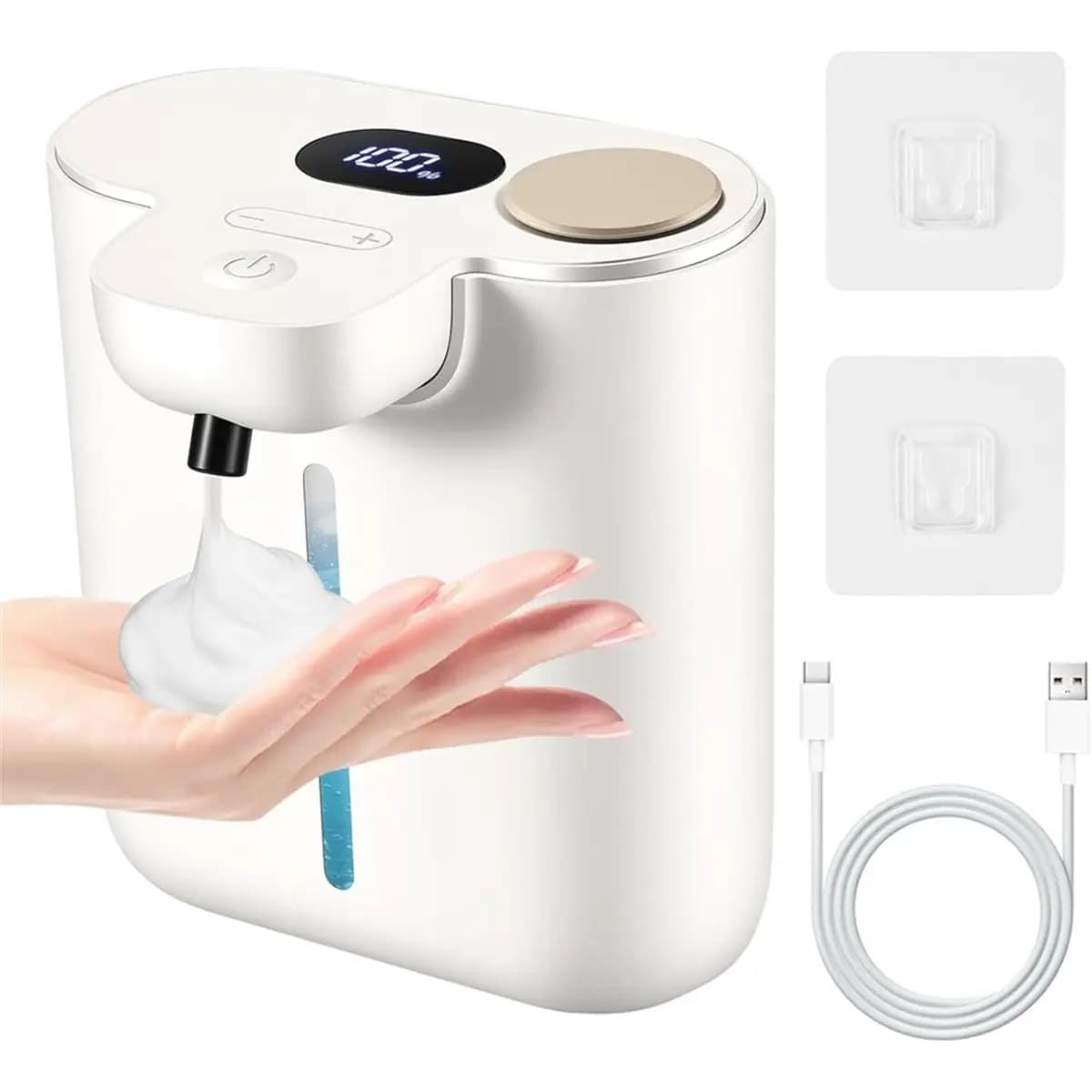 Dispenser automatico di sapone A20M, dispenser di sapone schiumogeno senza contatto, dispenser intelligente ricaricabile da parete da 16,9 once/500 ml