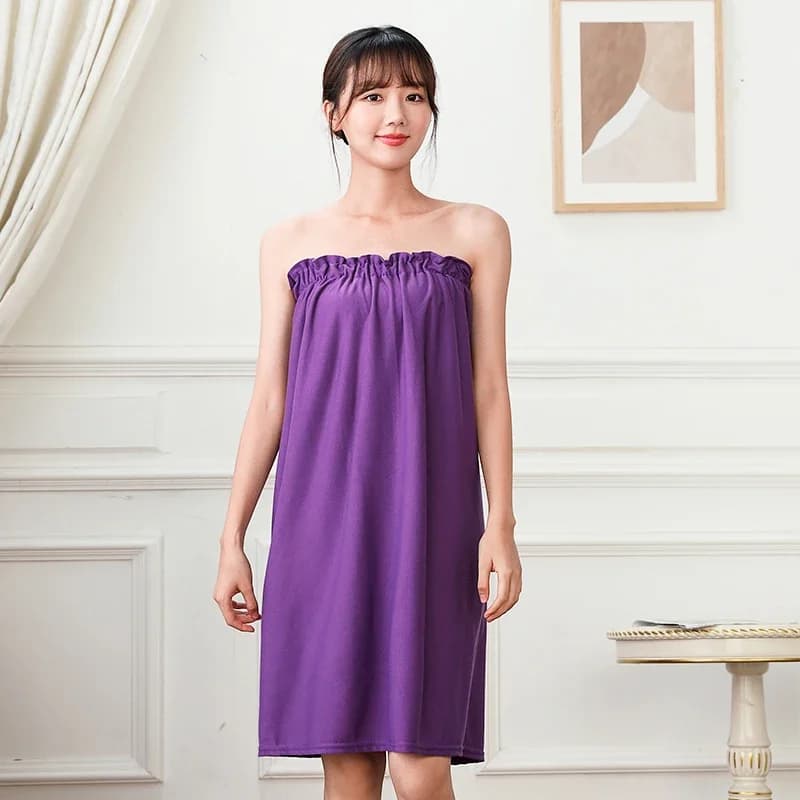 Women's Short Sleeved Cotton Bathrobe - House Beauty Salon sweat sauna bath towel