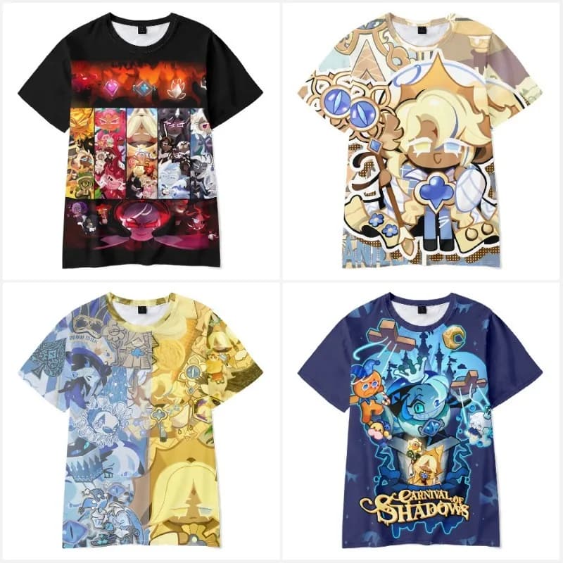 Shadow Milk Cookie Anime Game Peripheral T Shirt Cute Cartoon Print Short-sleeved Top Children's Summer Clothing Gift
