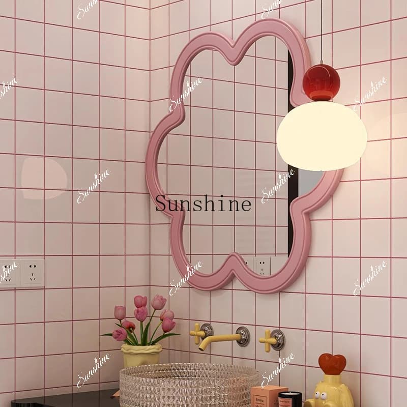 Mobile da bagno color dopamina, tavolo combinato, lavabo, specchio nuvola, lavabo FT