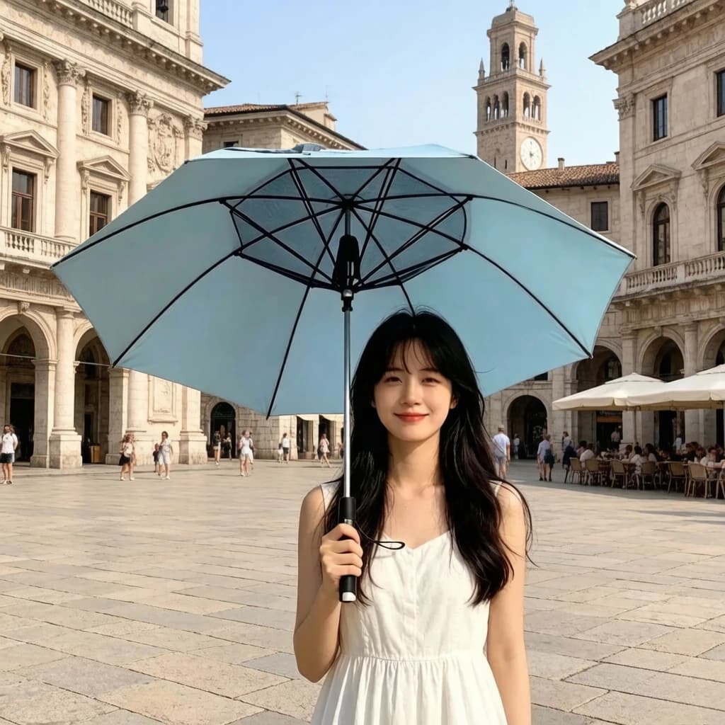 2600mAh Battery Cooling Umbrella Unisex with Fan, UV Sun Protection Rain Umbrella Power Bank Function Heat Insulation Portable