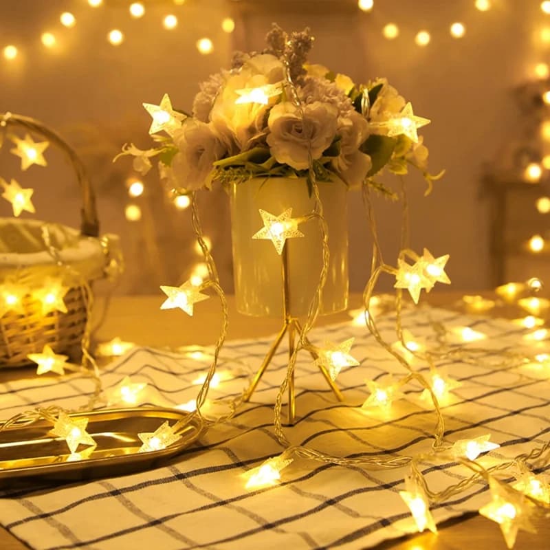 Luci a stringa a LED Luci a catena a stella per esterni Luci ghirlanda Lampadina Lucine Festa Casa Matrimonio Giardino Decorazioni natalizie