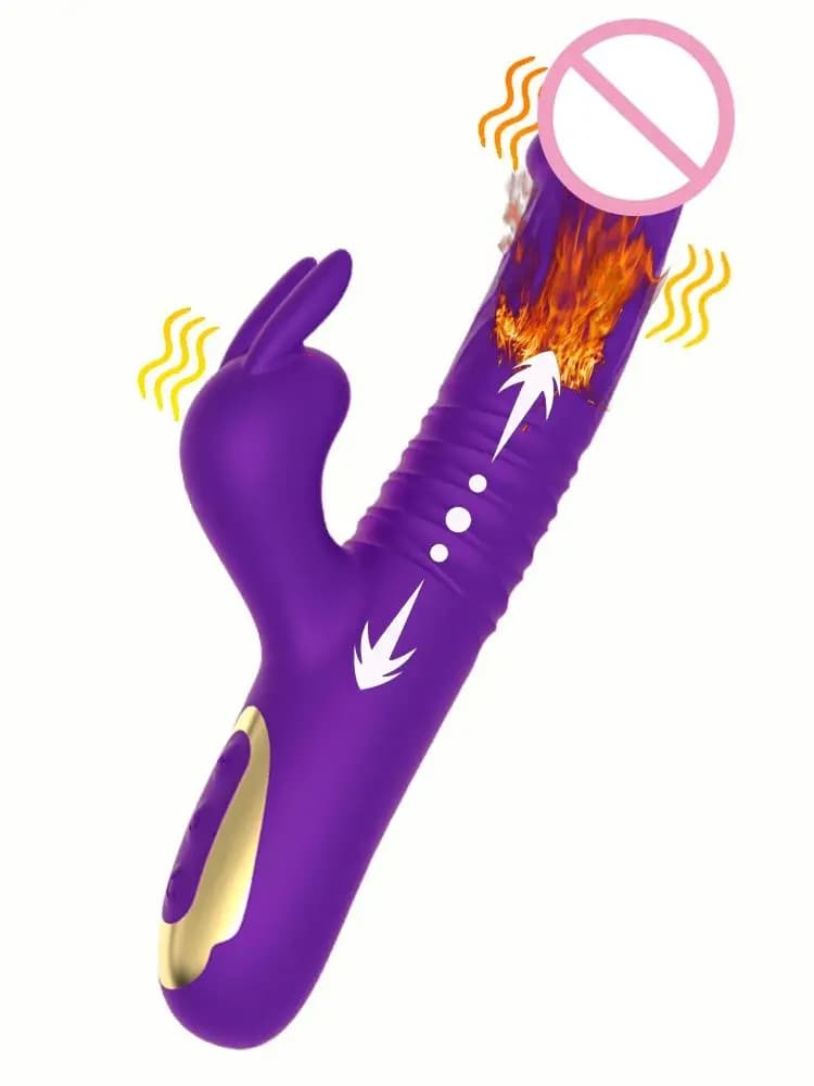Vibratori Telescopici a Forma di Coniglio per Donne, Stimolatore Clitorideo, Dildo per Punto G, Giocattoli Sessuali, Massaggiatore Vaginale, Masturbatore Femminile per Adulti