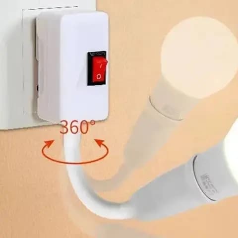 E27 Lamp holder with swivel head with switch EU Plug LED table lamp Steering lever with stainless steel tube