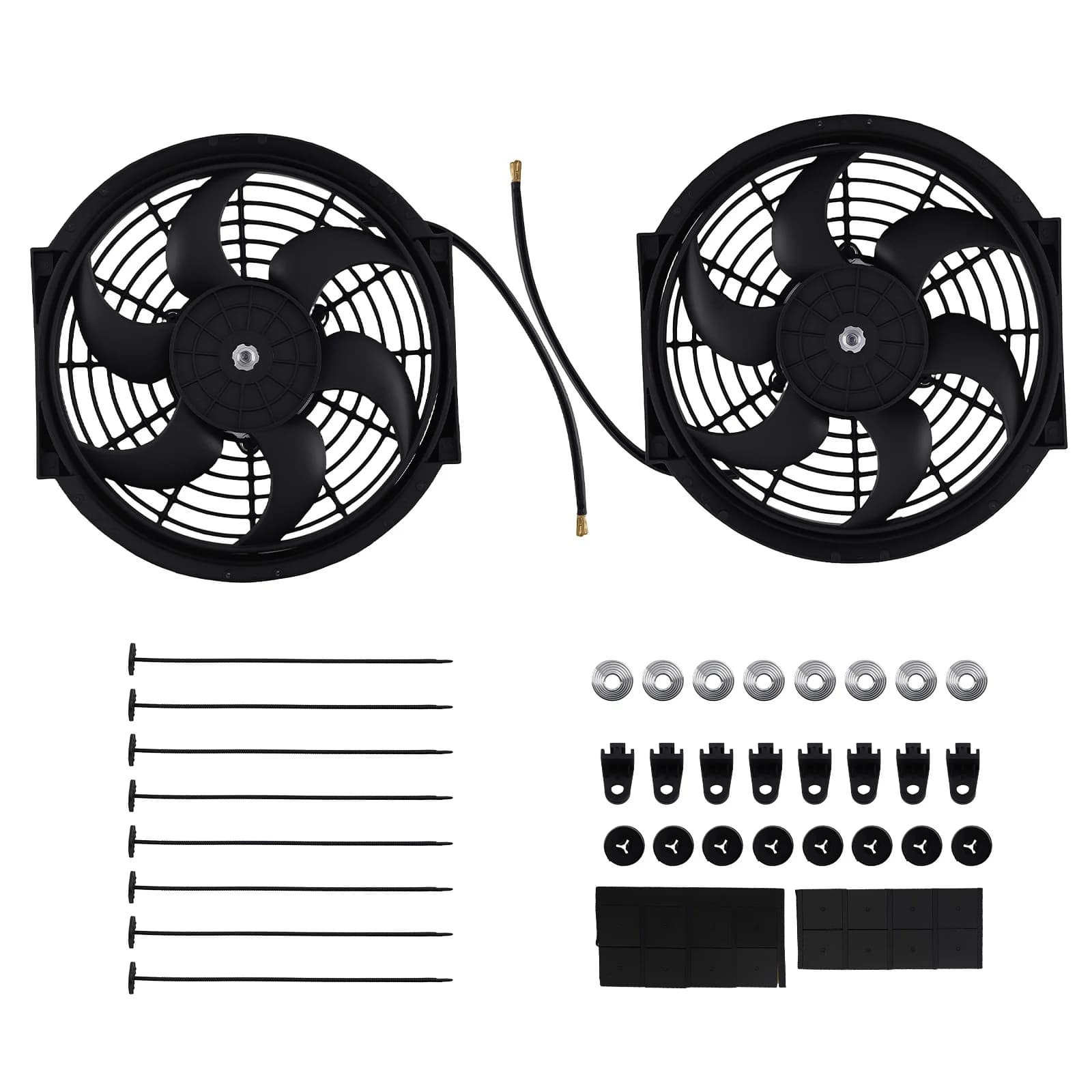 Kit Ventola Elettrica Universale da 10 Pollici, Doppia e Sottile, 12V, Montaggio Push-Pull