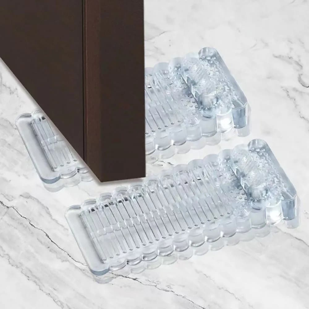 Fermaporta in plastica morbida trasparente da 4/8 pezzi, design a cuneo antiscivolo - Fermaporta anti-collisione per uso domestico e in ufficio, impilabili e resistenti