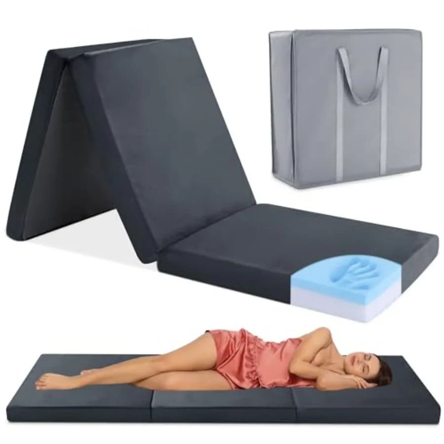 Materasso Pieghevole in Memory Foam per Campeggio, Portatile e Impermeabile, per Viaggi, Letto del Camion e Tenda