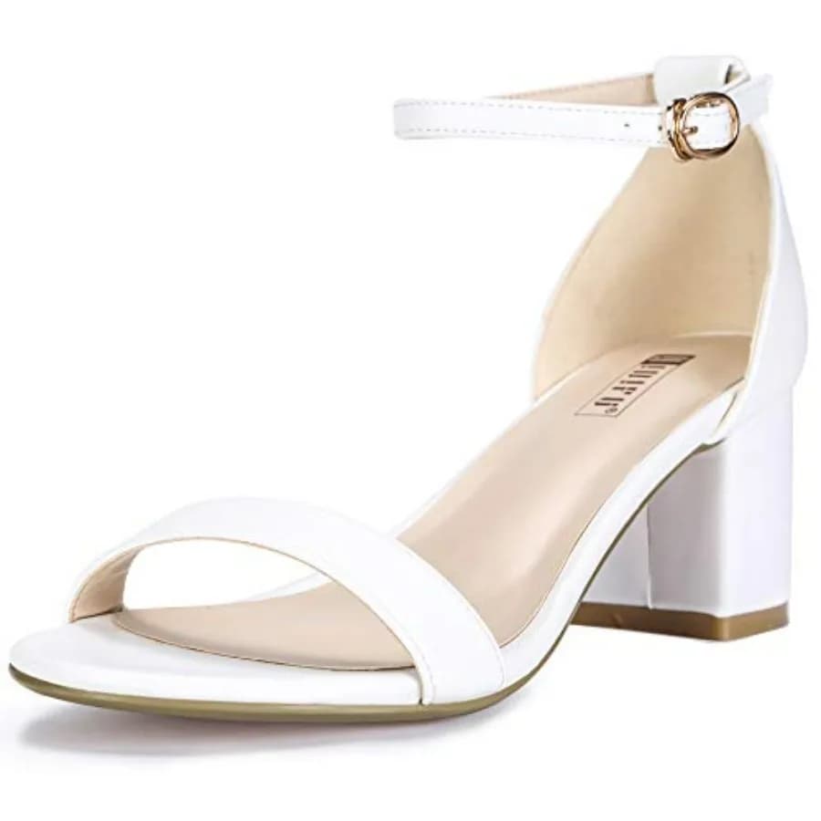 Sandali da donna Cookie-LO con tacco basso e plateau, cinturino alla caviglia, scarpe eleganti da sposa