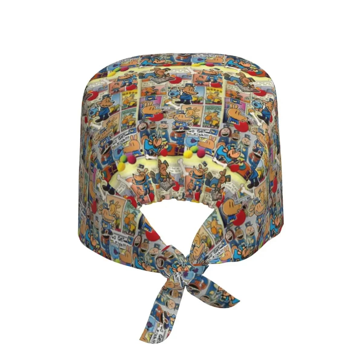 Dog Man Anime Cartoon Scrub Hat Doctor Working Surgical Cap Unisex Adjustable Nursing Caps for Dentist