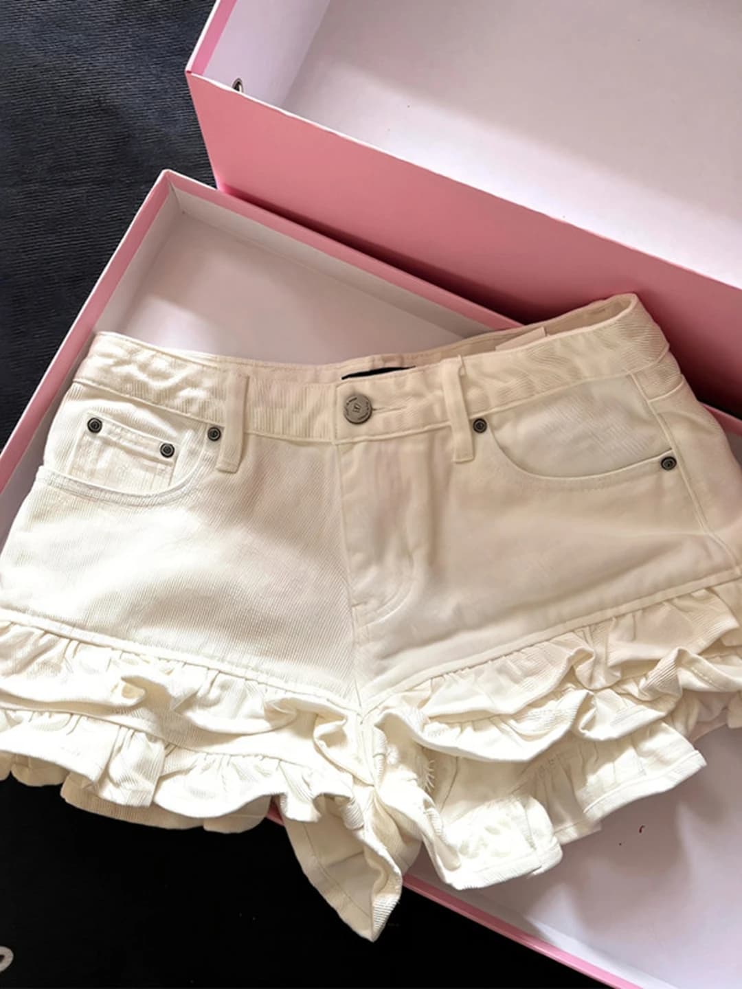 High Waist A-Line Wide Leg Short Jeans Women's Summer plus Size Design Sense Wood Ear Splice Denim Shorts Hot Pants
