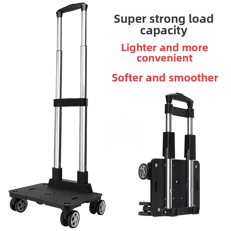 Carrello Pieghevole Portatile in Lega di Alluminio, Leggero con Manico Estraibile, per Acquisti di Verdure e Uso Domestico