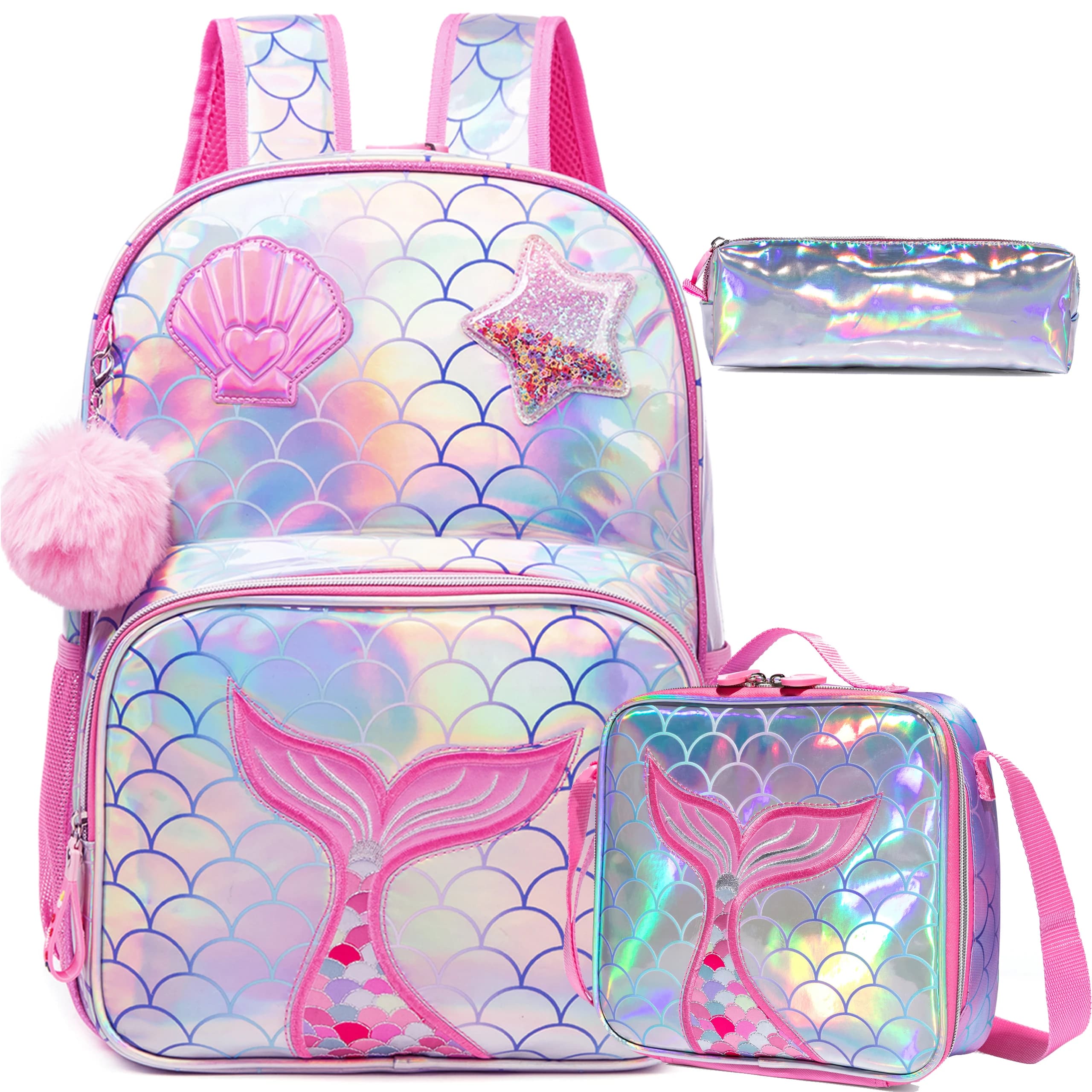 3PCS Kids Backpack for Girls Includes School Backpack Lunch Box and Pencil Case Comfortable Daily Use Back to School