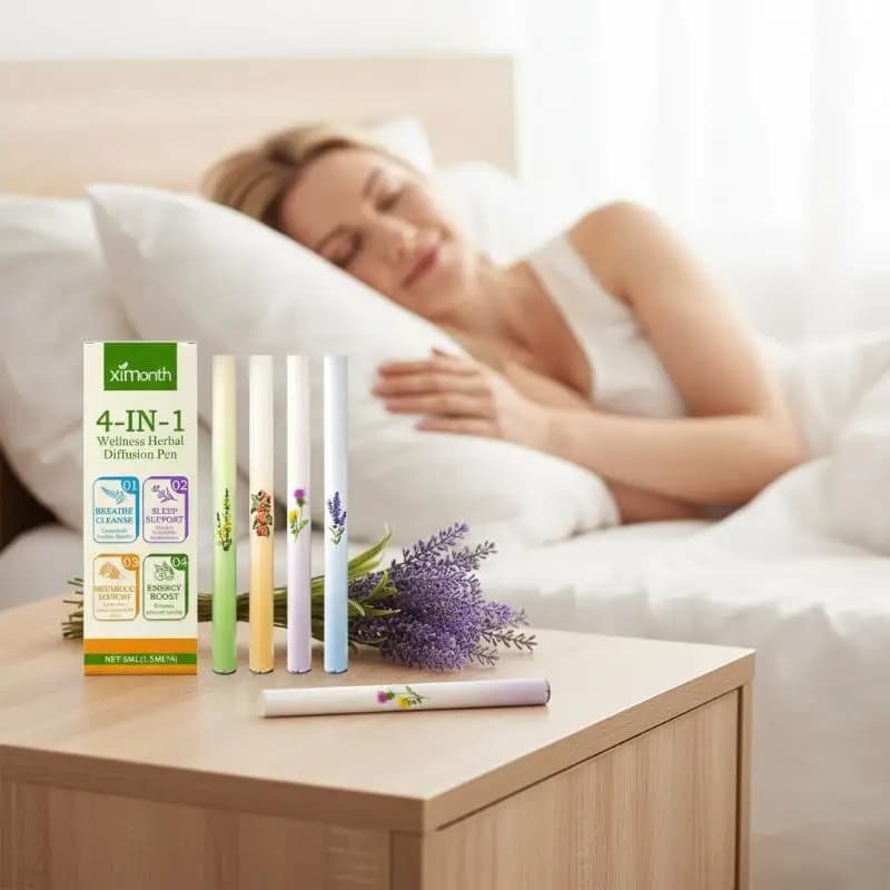 Herbal Diffuser Bars Set 4 in 1 Mullein Thyme Mint Guarana Support Breathing for Office Study Leisure
