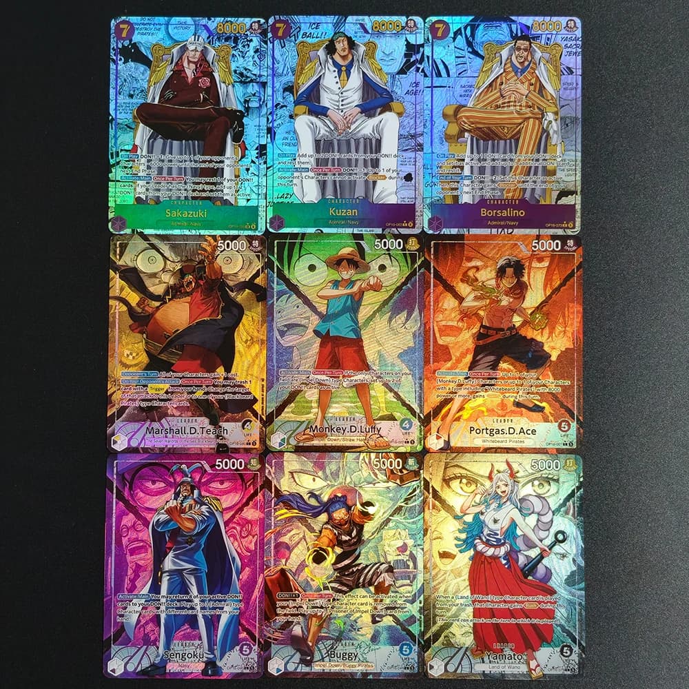 2026 Carte Collezionabili Anime One Piece DIY Texture con Sakazuki Kuzan Borsalino Teach Luffy Ace Sengoku Buggy Yamato EN