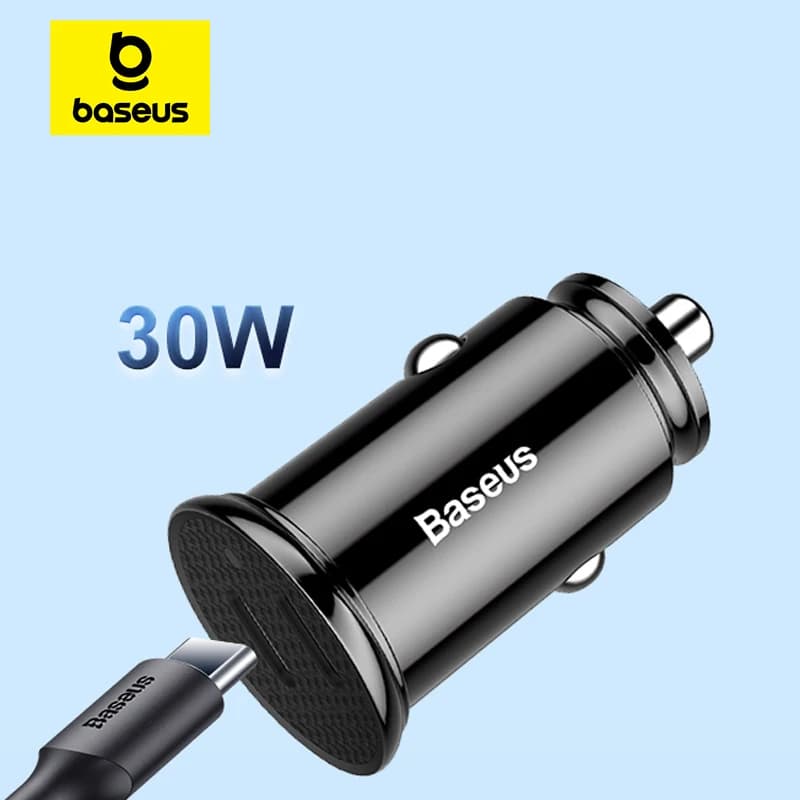 Baseus 30W Dual USB C Caricabatteria da auto Tipo C FCP SCP USB PD 3.0 per iPhone 13 14 15 Sumsung Xiaomi Caricatore per telefono per auto a ricarica rapida