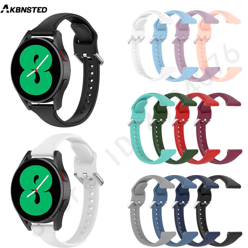 20mm Small Waist Silicone Strap For Samsung Galaxy watch 4/watch 4 classic/watch 3 41mm/Watch Active 2 Wristband Bracelet correa