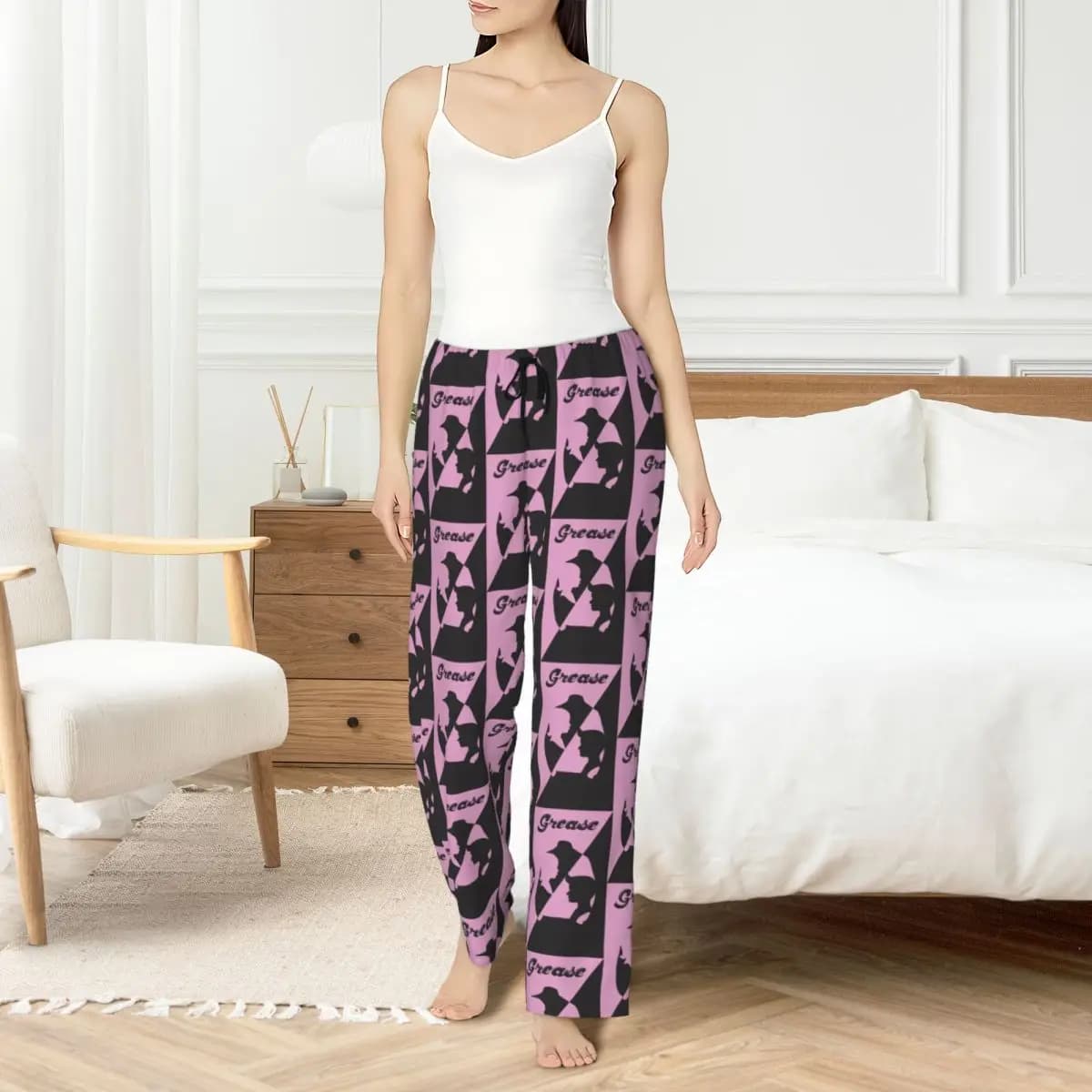 Grease pajamas pants for women's custom movie characters Print Night pants for sleeping with pockets