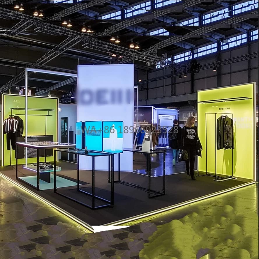 The latest trends in design of exhibition booths Light profile systems used LED neon strips with booth for commercial exhibitions