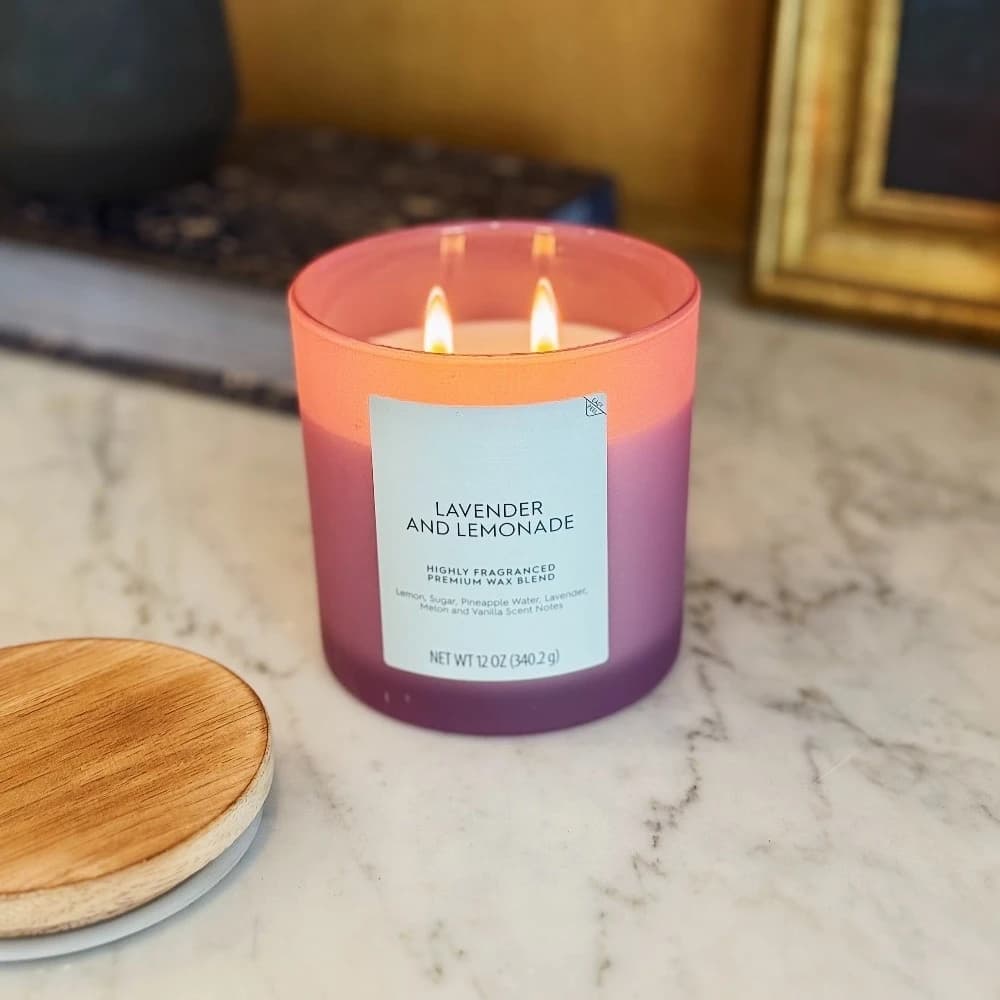 Lavender and Lemonade Scented 2-Wick Frosted Jar Candle 12oz.,NEW Arrival