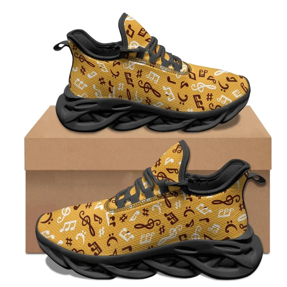 Nuove Sneakers Estive da Donna, Scarpe da Corsa Piatte con Lacci, Scarpe da Allenamento Vulcanizzate con Stampa di Notazioni Musicali