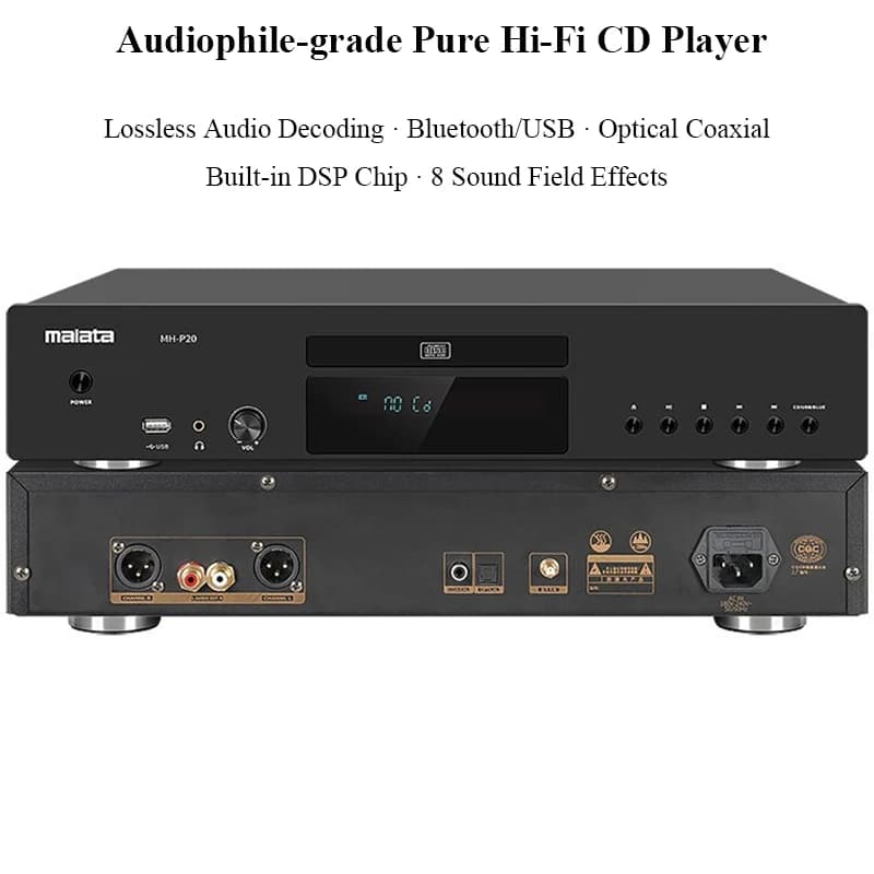 Lettore CD HIFI Lossless con DAC SPHE8104, Effetto Sonoro DSP, Bluetooth 5.2, Lettore Musicale CD per Audiofili con Trasformatore Toroidale