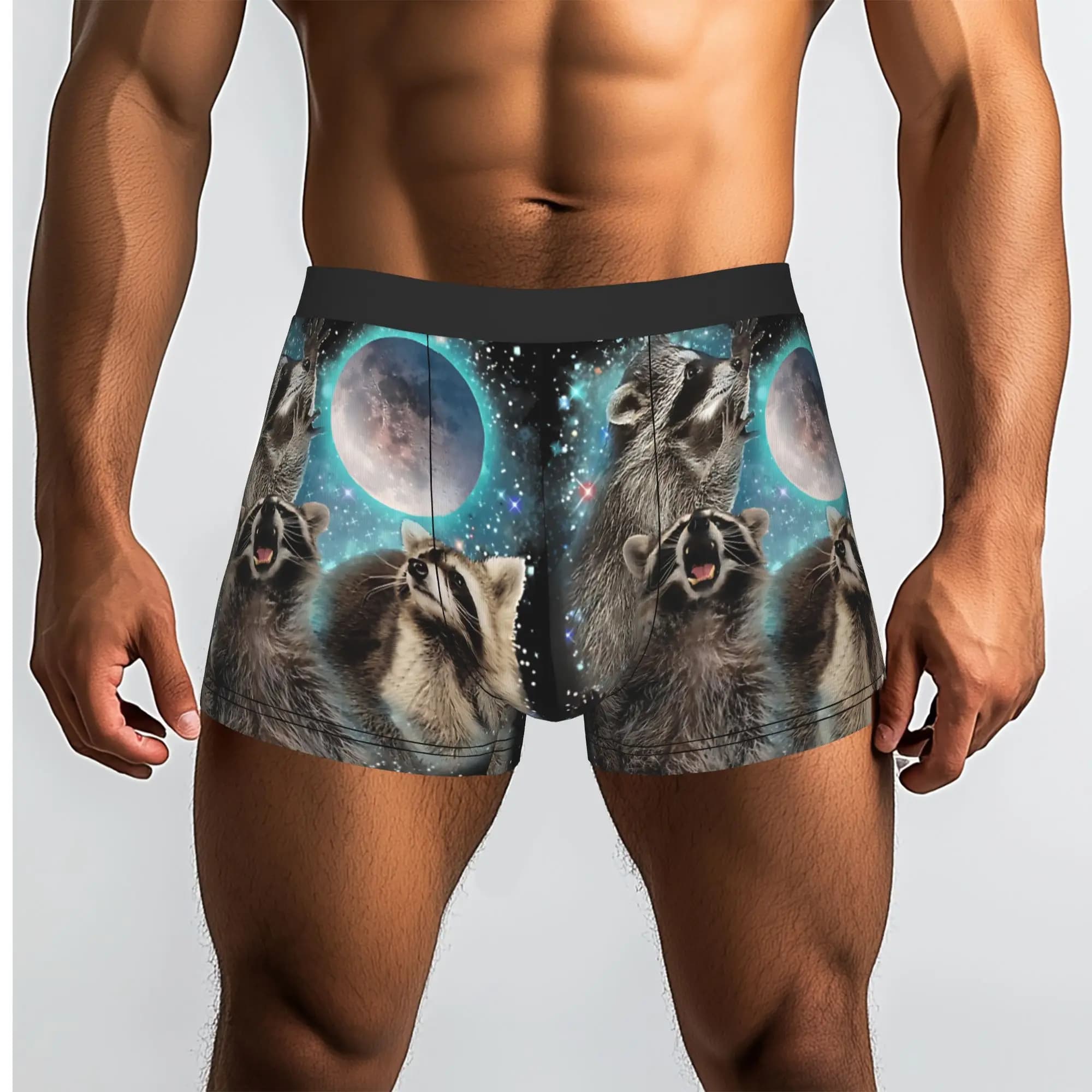 Anarchy 3 Racoon Moon Howling Head Funny raccoon Underpants Homme Panties Intimo da uomo Pantaloncini stampati Boxer Briefs